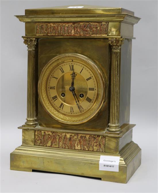 A 19th century French brass mantel clock